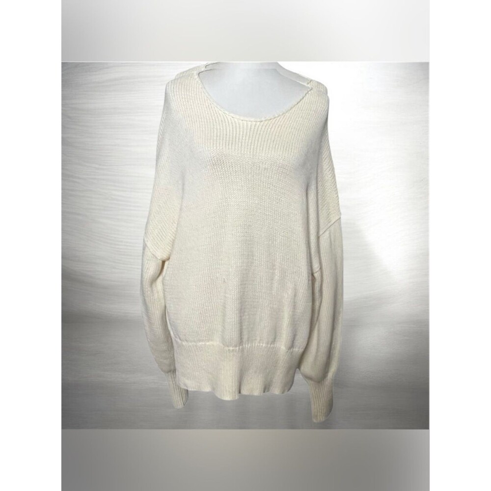 Theory Oversize Chunky Ecru Sweater Pullover with Slits Ivory cotton size small - Picture 7 of 13